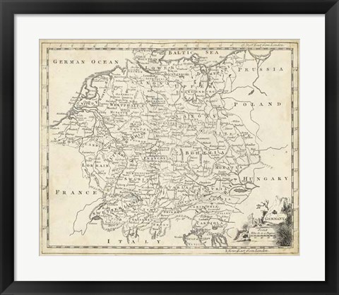 Framed Map of Germany Print