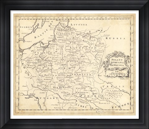 Framed Map of Poland Print