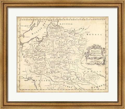 Framed Map of Poland Print