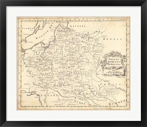 Framed Map of Poland Print