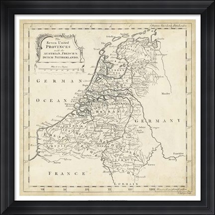 Framed Map of Netherlands Print