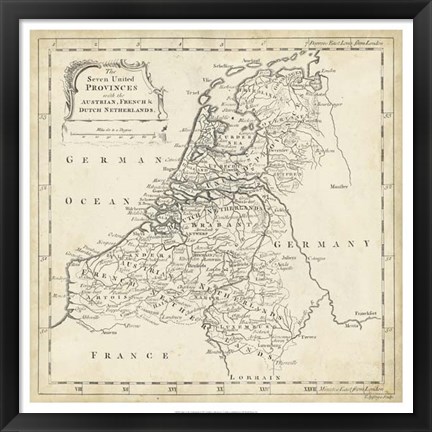 Framed Map of Netherlands Print