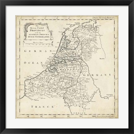 Framed Map of Netherlands Print