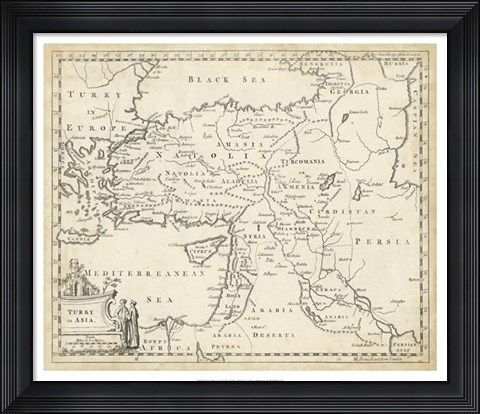 Framed Map of Turkey in Asia Print