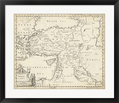 Framed Map of Turkey in Asia Print