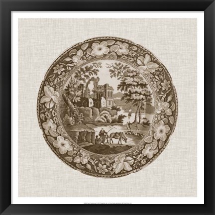 Framed Sepia Transferware I Print