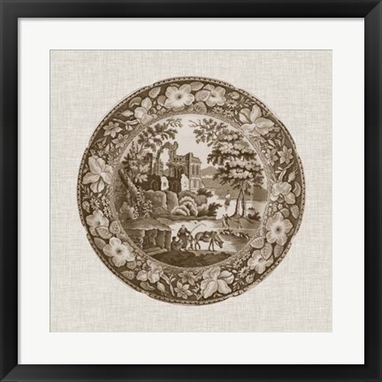 Framed Sepia Transferware I Print