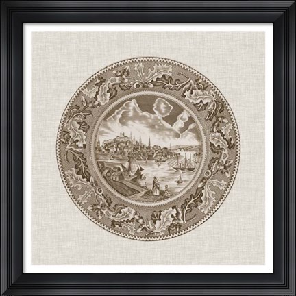 Framed Sepia Transferware II Print