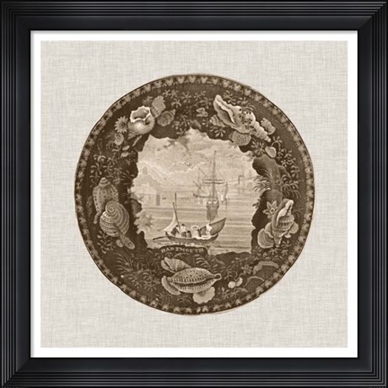 Framed Sepia Transferware III Print