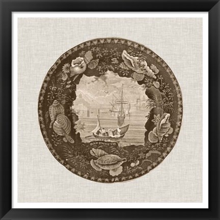 Framed Sepia Transferware III Print