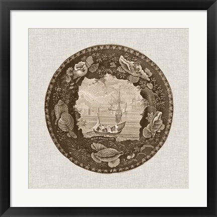 Framed Sepia Transferware III Print