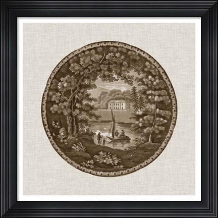 Framed Sepia Transferware IV Print