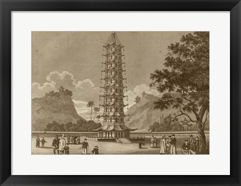 Framed Porcelain Pagoda Print