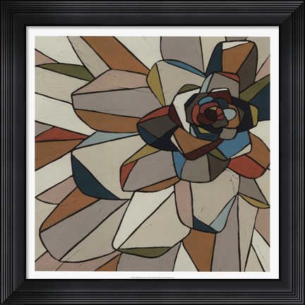 Framed Stained Glass Floral I Print