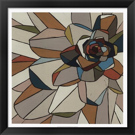 Framed Stained Glass Floral I Print