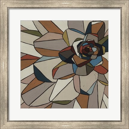 Framed Stained Glass Floral I Print