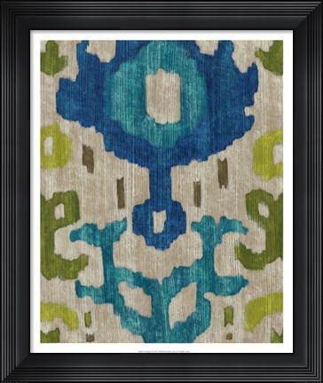 Framed Teal Ikat I Print
