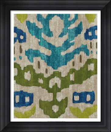 Framed Teal Ikat II Print