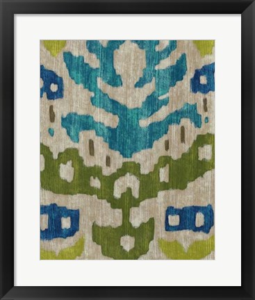 Framed Teal Ikat II Print