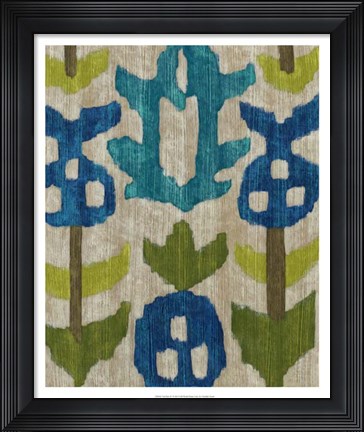 Framed Teal Ikat IV Print