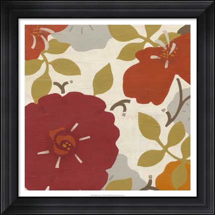 Framed Hibiscus Fresco I Print