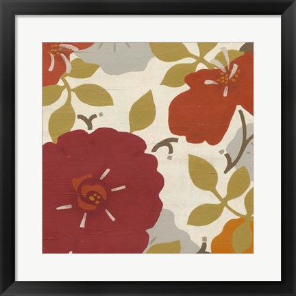 Framed Hibiscus Fresco I Print