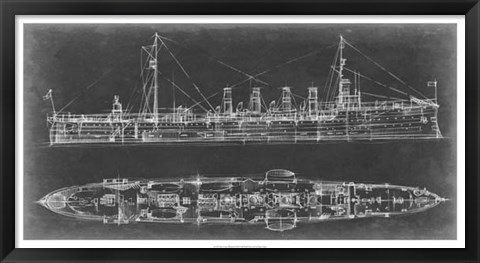 Framed Navy Cruiser Blueprint Print