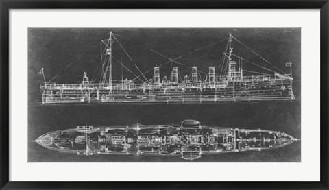 Framed Navy Cruiser Blueprint Print