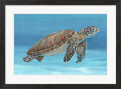 Framed Ocean Sea Turtle I Print