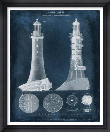 Framed Lighthouse Blueprint Print