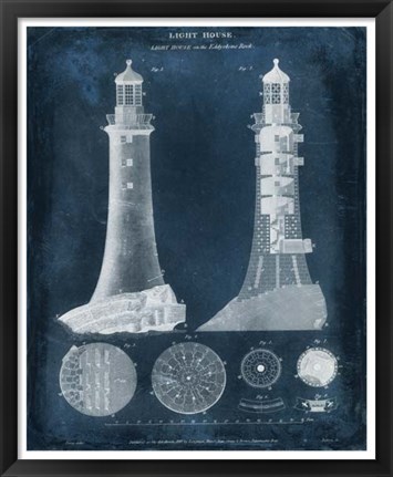 Framed Lighthouse Blueprint Print