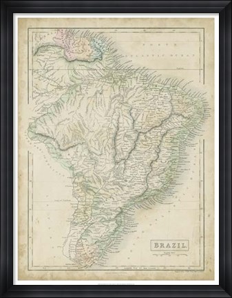 Framed Map of Brazil Print