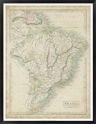 Framed Map of Brazil Print