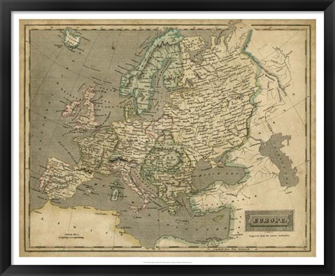 Framed Thomson&#39;s Map of Europe Print