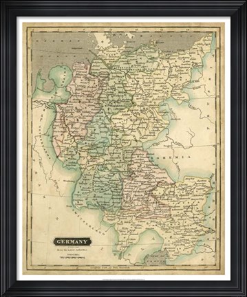 Framed Thomson&#39;s Map of Germany Print