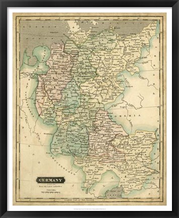 Framed Thomson&#39;s Map of Germany Print