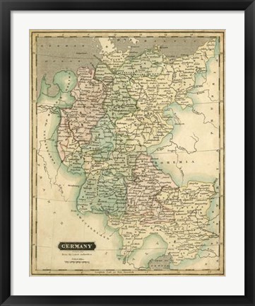 Framed Thomson&#39;s Map of Germany Print