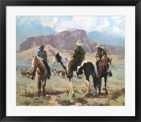 Framed Three Cowboys Print