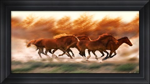Framed Blazing Herd II Print