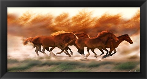 Framed Blazing Herd II Print