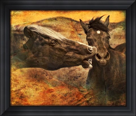 Framed Kissing Horses I Print