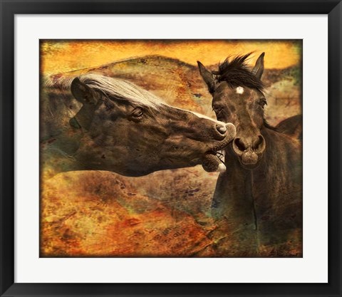 Framed Kissing Horses I Print