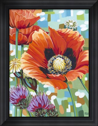 Framed Vivid Poppies II Print
