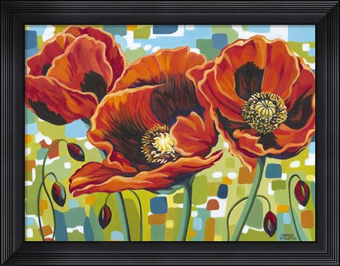 Framed Vivid Poppies III Print