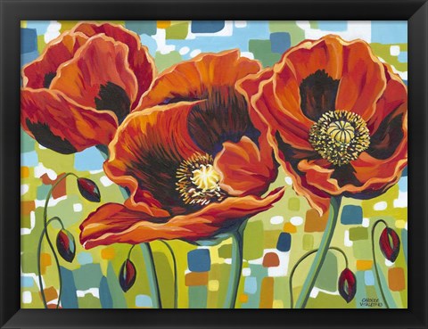 Framed Vivid Poppies III Print