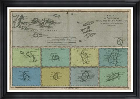 Framed Map of the Greater &amp; Lesser Antilles Print
