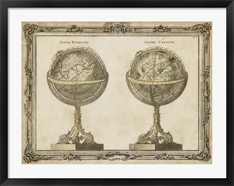 Framed Terrestrial &amp; Celestial Globes Print