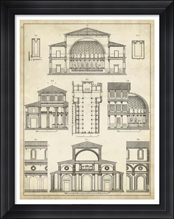 Framed Vintage Architect's Plan I Print