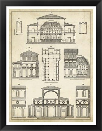 Framed Vintage Architect&#39;s Plan I Print