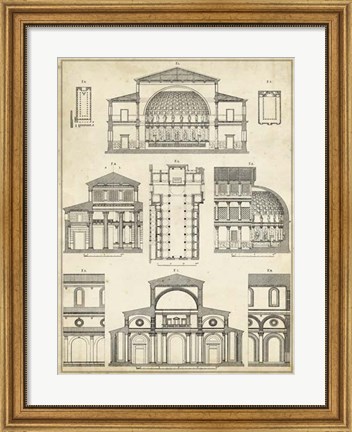 Framed Vintage Architect&#39;s Plan I Print